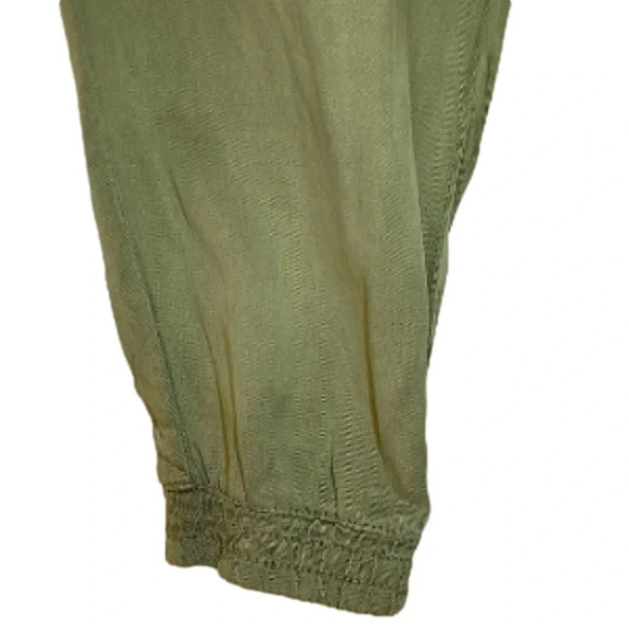 Zara Cargo Linen Jogger Cropped Pants with pockets in Olive Army Green XS - Picture 9 of 12